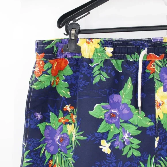 Polo Ralph Lauren Board Shorts Men's 2XLT Hawaiian Floral Lined Elastic Waist - Picture 2 of 9